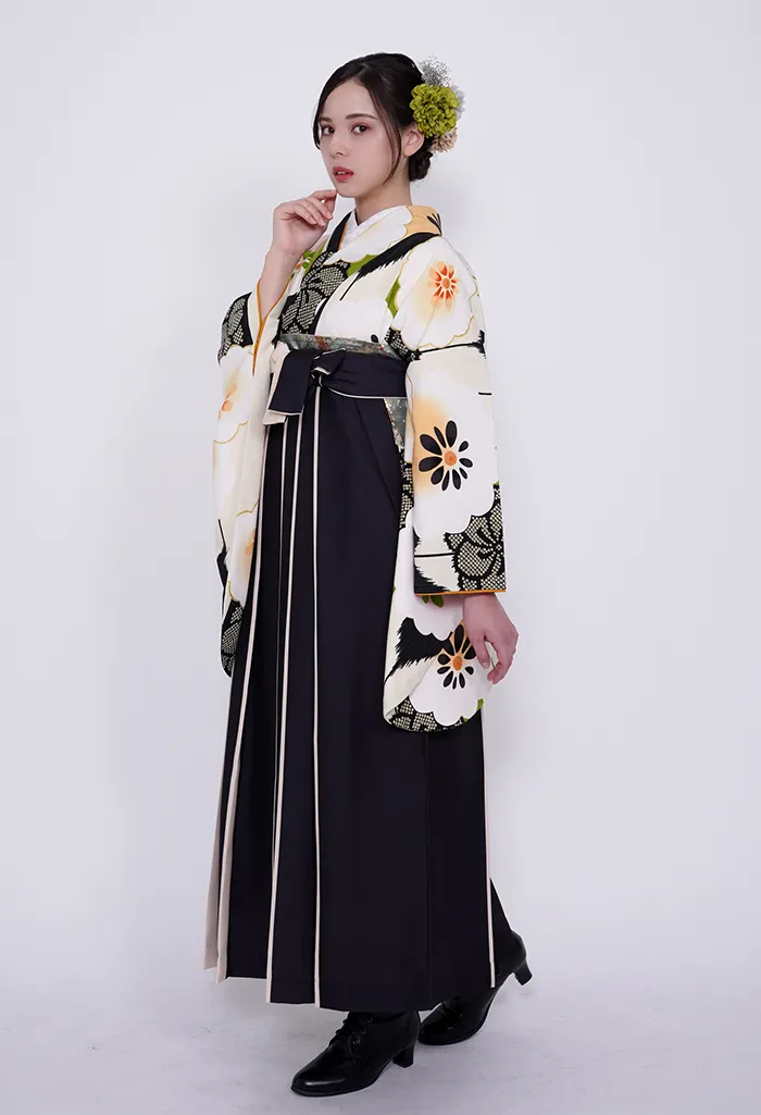袴 単品 無地袴 暈し アイボリー×グレー 紐裏ストライプ NO38246 袴単品 袴 無地 着物 ベージュ グレー 黒 エンジ モカ 白 レディース