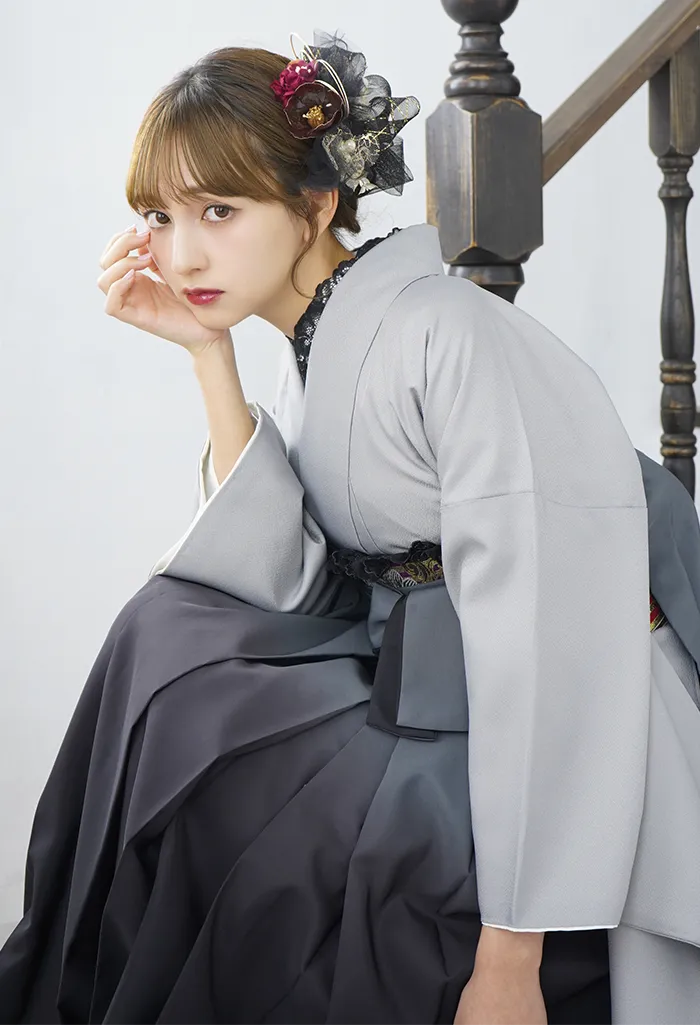 着物】muji×シルバーグレー+【袴】ｸﾞﾚｰﾎﾞｶｼ｜卒業式袴宅配ネット