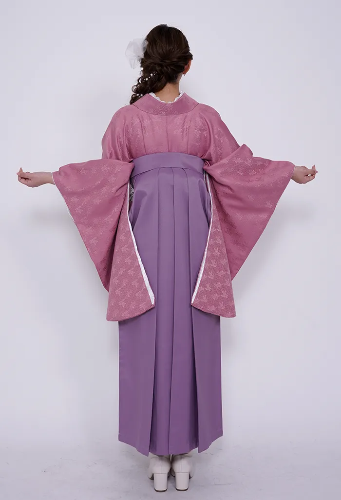 着物】muji×ローズ+【袴】ｽﾓｰｷｰﾊﾟｰﾌﾟﾙ紐ﾚｰｽ｜卒業式袴宅配ネット