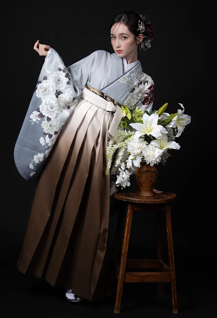 特選金彩刺繍付下げ【市松・麻の葉◆更紗花唐草】淡いミントグリーン 白 銀 金 特選金彩刺繍付下げ【市松・麻の葉◇更紗花唐草】淡いミントグリーン